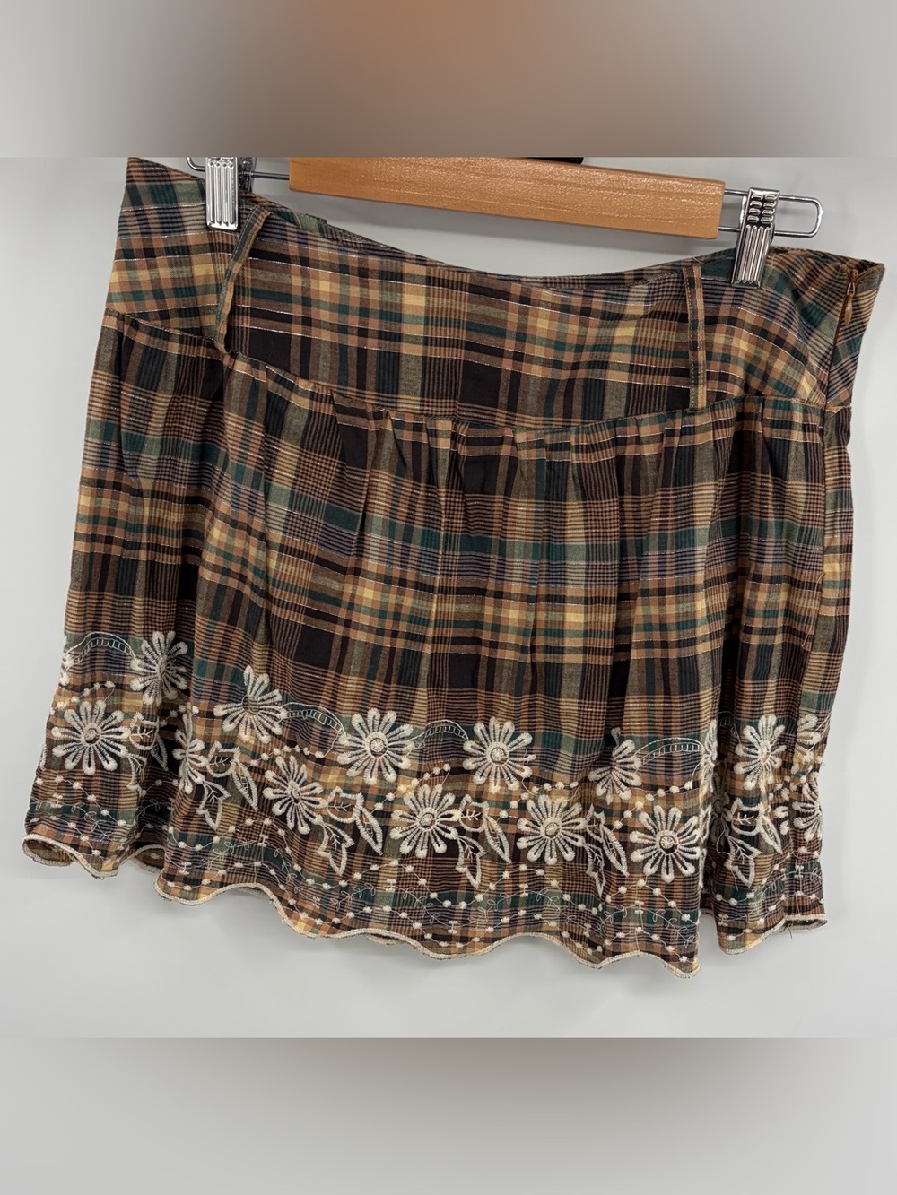 Y2K Rue21 plaid floral mini skirt women’s L vintage preppy whimsical